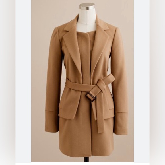 J. Crew Jackets & Blazers - J. Crew Camel 100% Wool Blazecoat Coat Jacket Pea Coat by Nello Gori size 6 CS